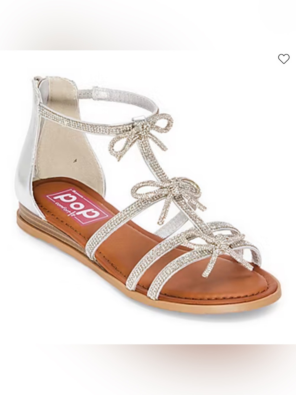 Jellypop Silver Rhinestone Bow Gladiator Sandals